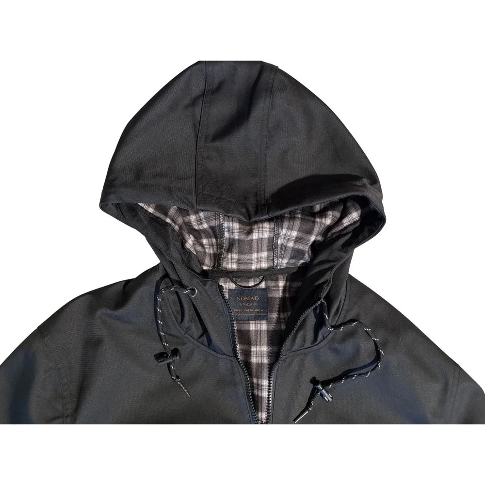 NOMAD by CRAFTFLOW Black Plaid Lined Hooded Jacket Style E THEO MN XL - Picture 5 of 14